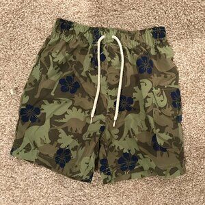 Boys Summer Swim Shorts Bathing Suit Trunks Green Hawaiian Flowers Dinosaur 24M